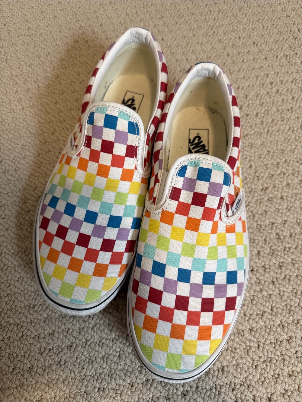 Vans Kids Multi-Color Rainbow Checkerboard Slip-On